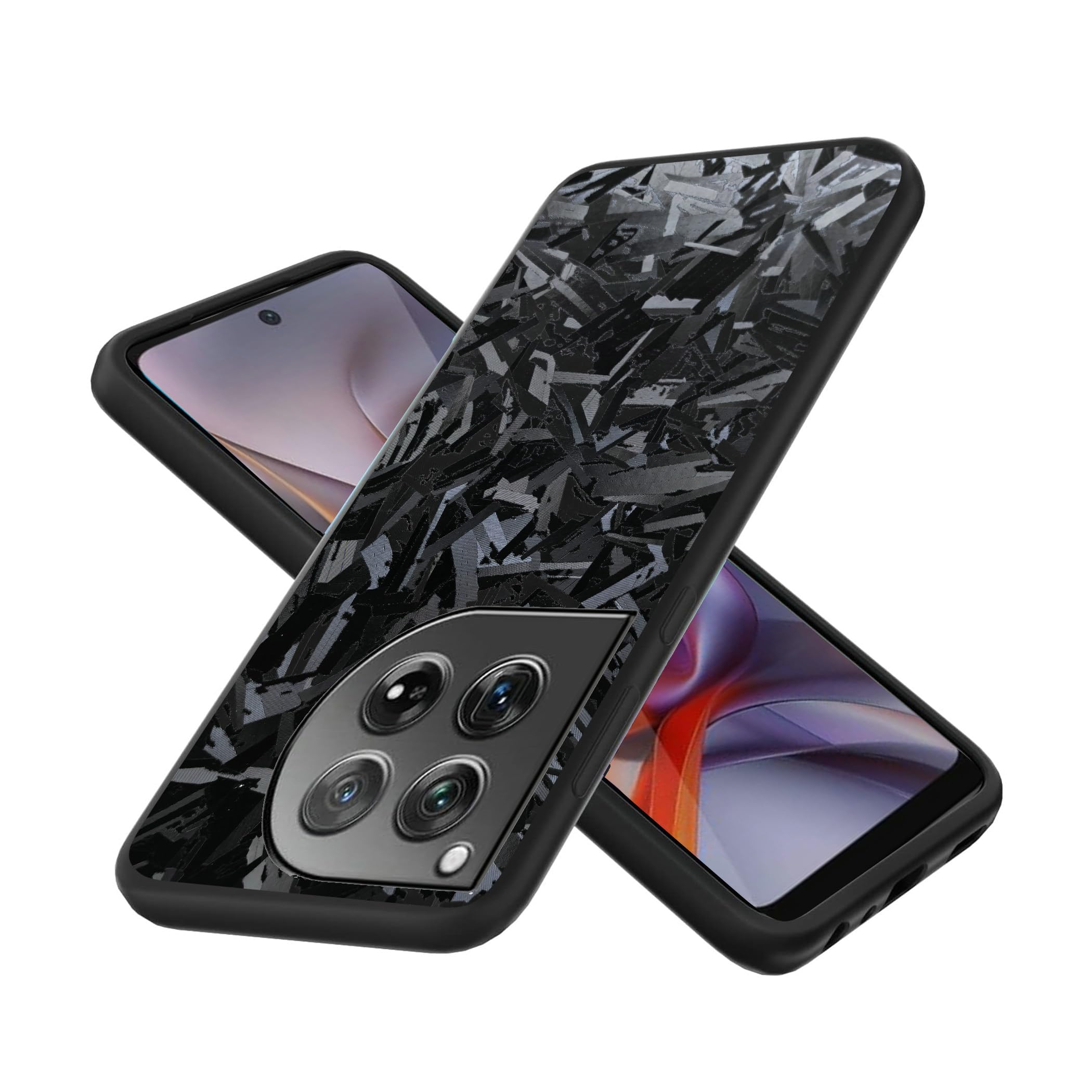 Compatible with OnePlus 12 5G Phone Case TPU Soft Silicone + 3D Textured Carbon Fiber Anti-Fingerprint