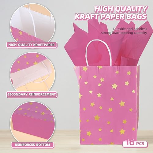 Miniatura 6 de HongXingHai 16 PCS Large Gift Bags Bulk,With Handles,Shining Stars Paper Shopping Bags,Bulk Gift Bags For Valentine's Day Holidays Thanksgiving
