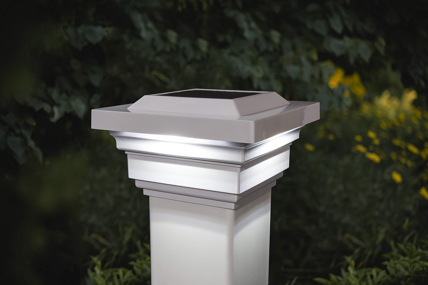 Classy Caps SL078W 4" x 4" White PVC Solar Post Cap and Architectural Mailboxes Winston Black Nickel Flag Post Mount Mailbox
