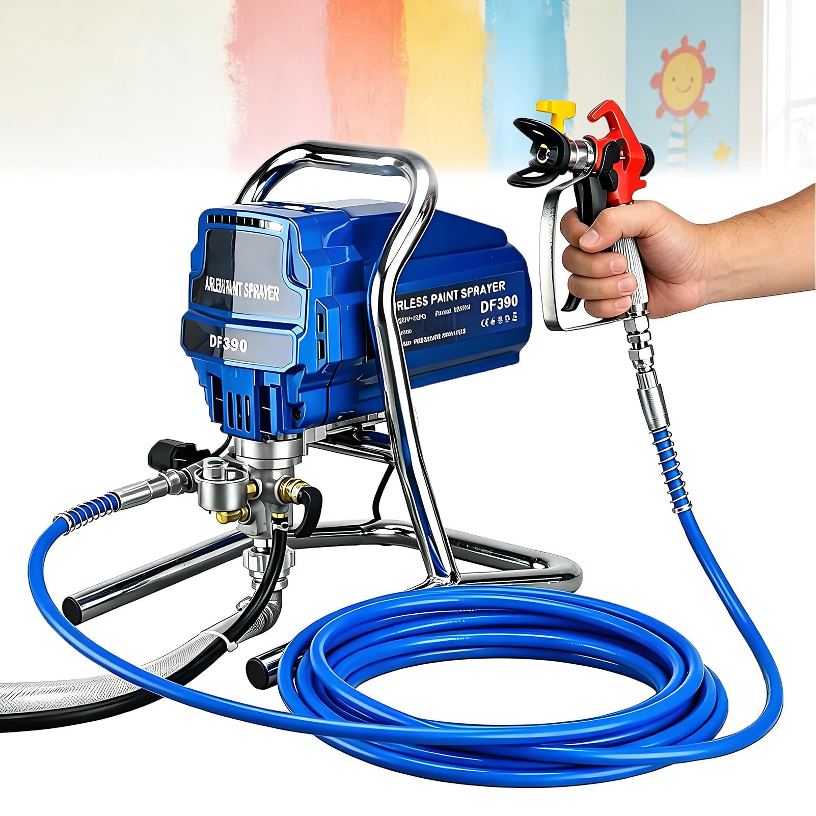 EpyGnom Airless Paint Sprayer, 3000 PSI Thinning-Free, 1800W Quick Spray Paint Gun with Spray Tips, Adjustable Pressure for House Painting, Interior & Exterior, Cabinets, Furniture, Trim