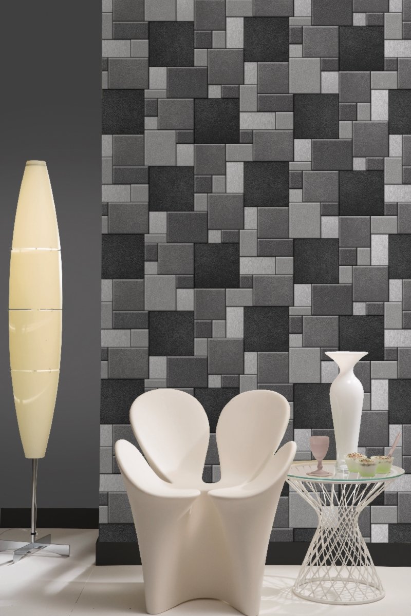 Papier peint en relief Ugepa F95709 trompe l'oeil dalles gris
