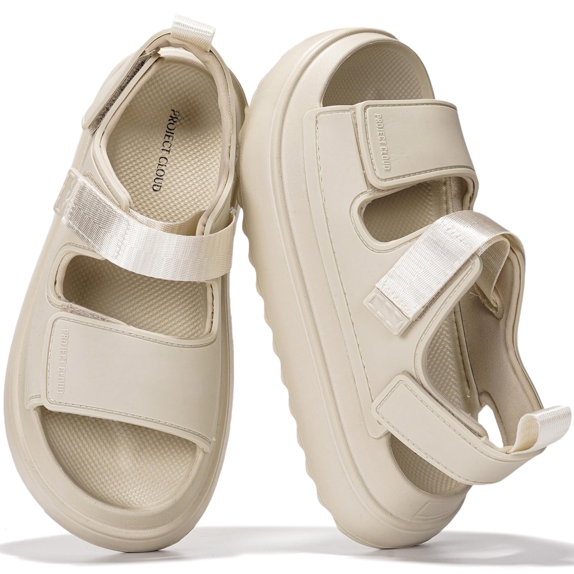 Project Cloud Platform Sandals For Women 2026 - Ultra Soft Insole Slip Resistant Womens Sandals Vacation Outfits for Women - Women's Beach Shoes (Goldie) (Goldie, WHIT, 8)