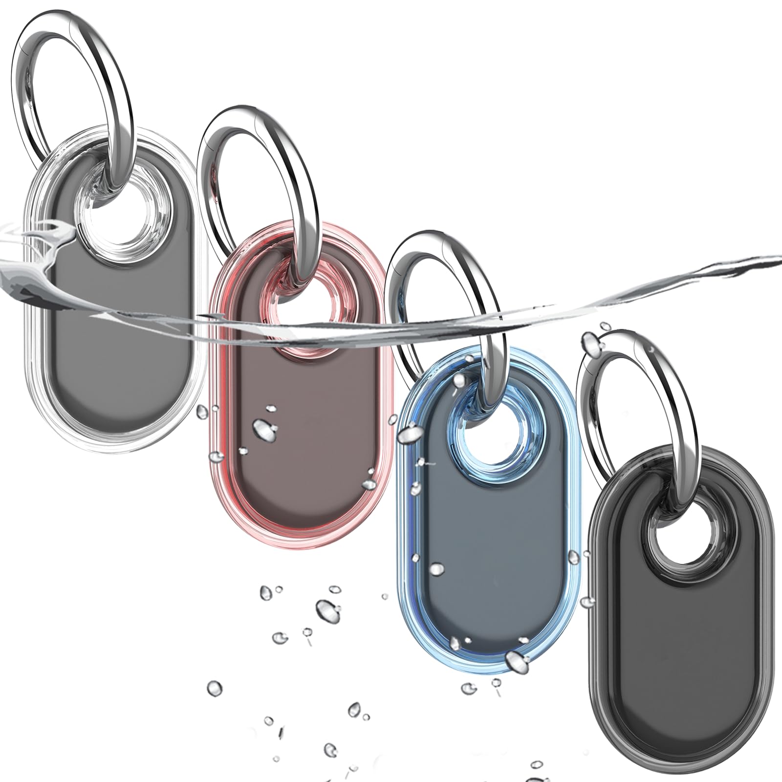4 Pack Waterproof Compatible with Samsung Galaxy SmartTag2 Holder, TPU GPS Tracker Protective Case for Tag 2 with Keychain, Anti-Scratch Smart Tag 2
