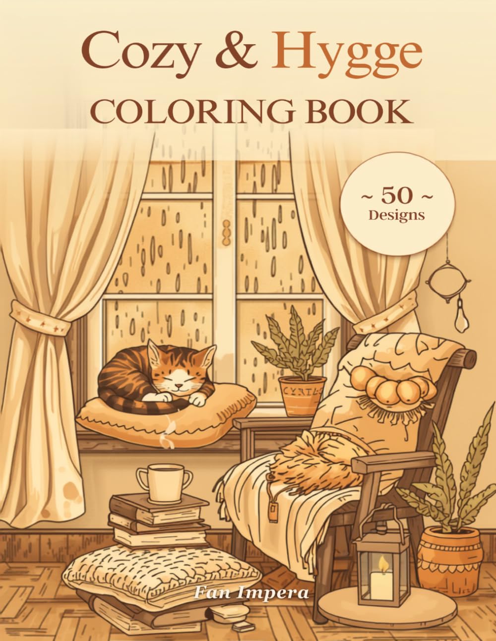 Cozy & Hygge Coloring Book for Adults and Seniors: 50 Warm and Relaxing Single-Sided Scenes to Color - Reading Nooks, Fireplaces, Cats and Cabins for Relaxation and Stress Relief