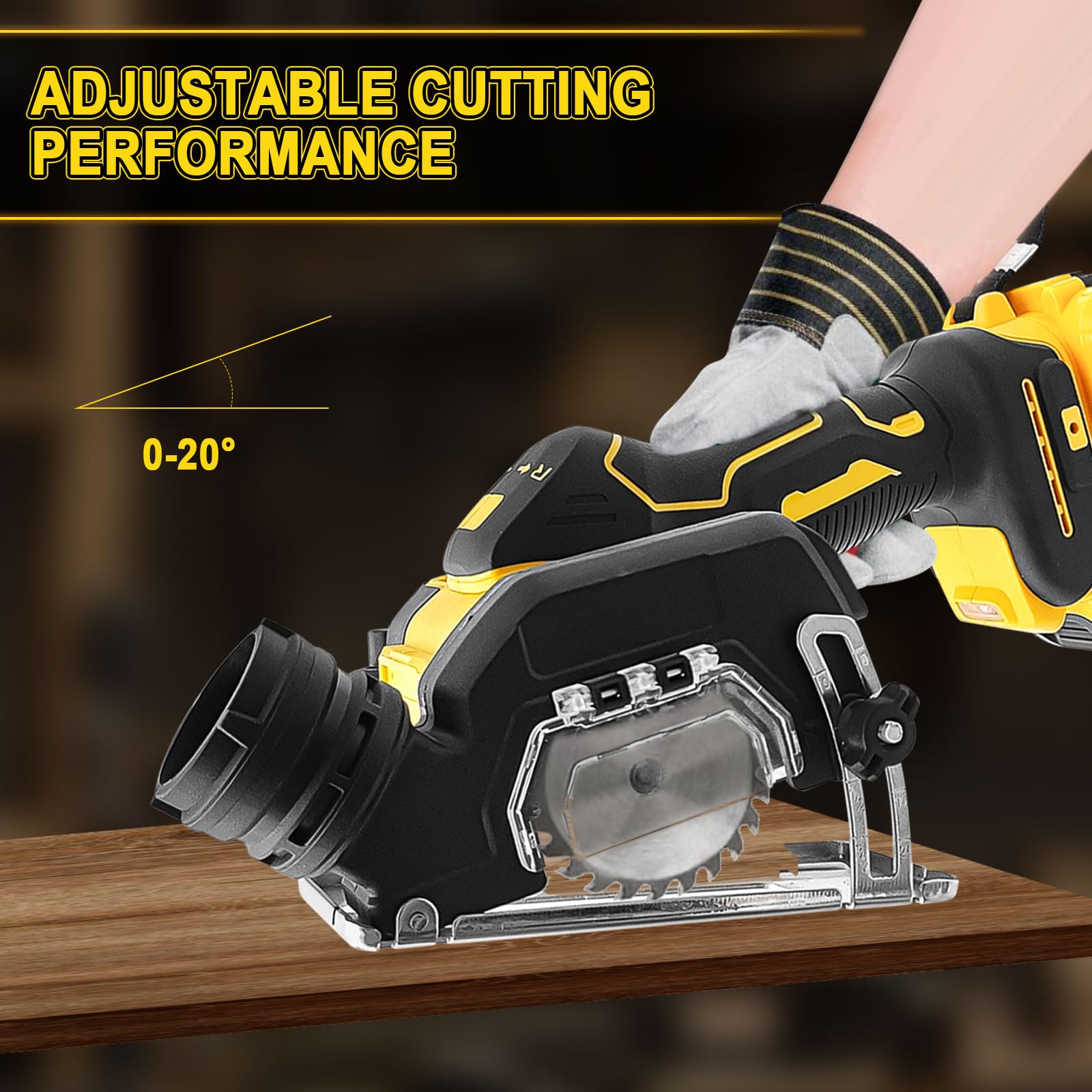 Meuleuse d'angle sans fil compatible avec Dewalt 20 V batterie, outil de coupe sans fil 20 000 tr/min, moteur brossé avec 4 lames de 7,6 cm pour coupe du bois, du plastique, du métal
