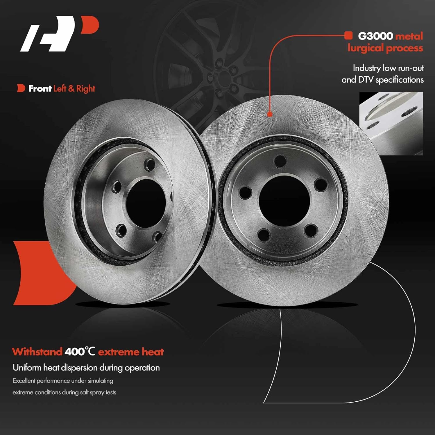 A-Premium 11.26 inch(286mm) Front Vented Disc Brake Rotors Compatible with Select Ford, Lincoln and Mercury Models - Explorer 95-01, Ranger 98-02, B3000 98-02, B4000 98-04, Mountaineer 97-01, 4WD Only