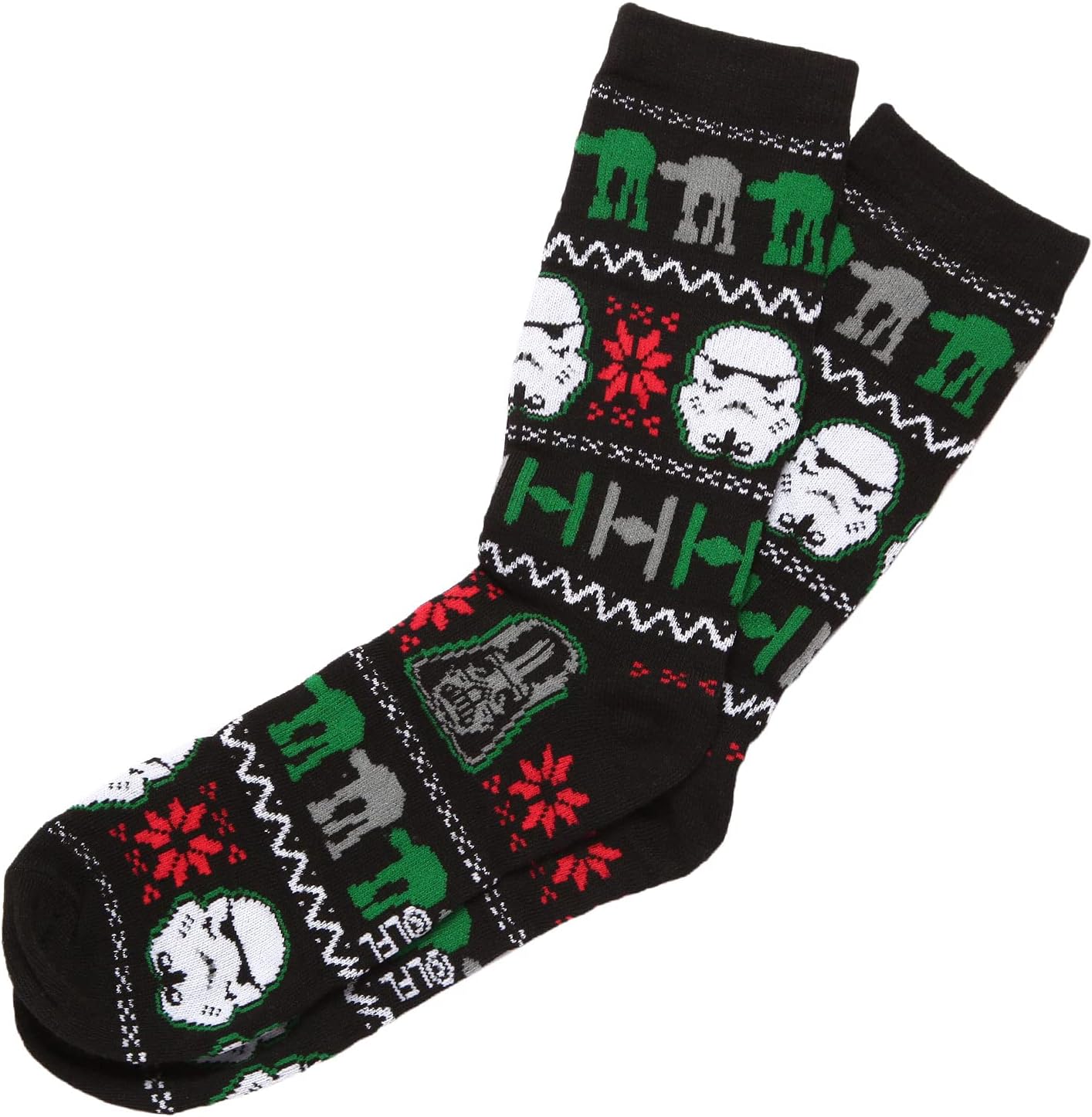 Hypnotic HatsStar Wars Ugly Sweater Icons Adult Crew Socks (Size 6-12, One Pair), Black, 6-12