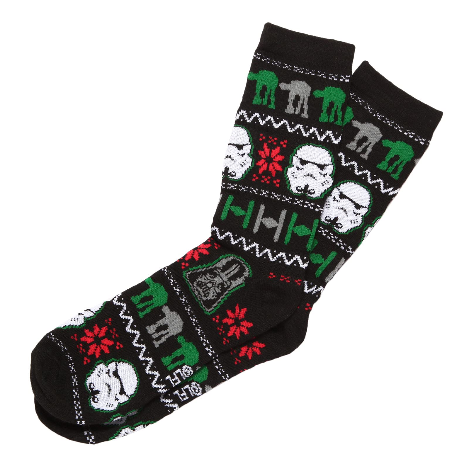 Hypnotic HatsStar Wars Ugly Sweater Icons Adult Crew Socks (Size 6-12, One Pair), Black, 6-12