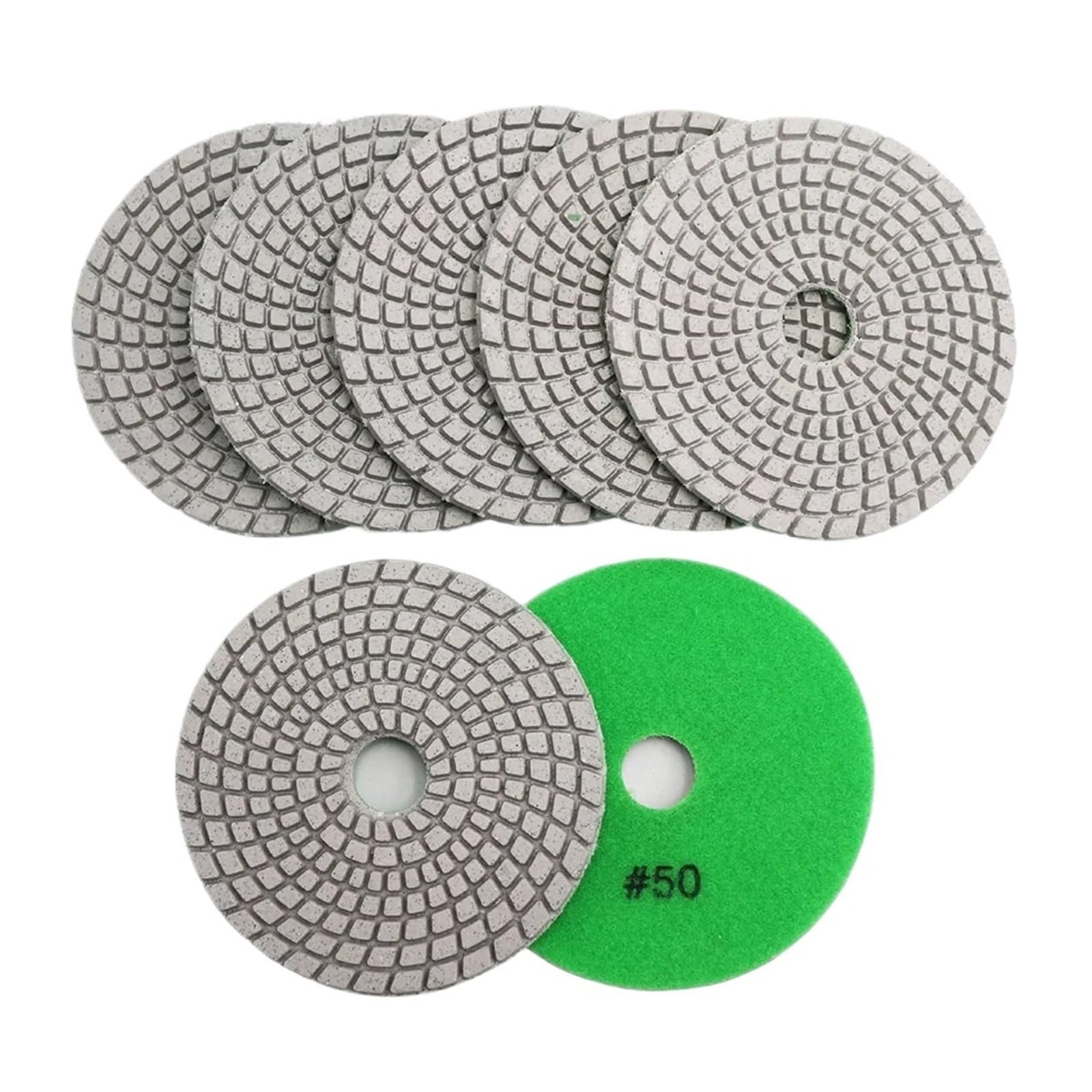 Podkładki polerskie 7 sztuk 4 "#50 diamentowe elastyczne podkładki polerskie na mokro do kamienia płytki ceramiczne białe wiązanie średnica 100mm tarcze szlifierskie