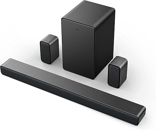 TCL Barra de sonido de 5.1 canales con subwoofer inalámbrico (Q6510, modelo 2023), Dolby Audio, DTS VirtualX, 430W, altavoz de canal central