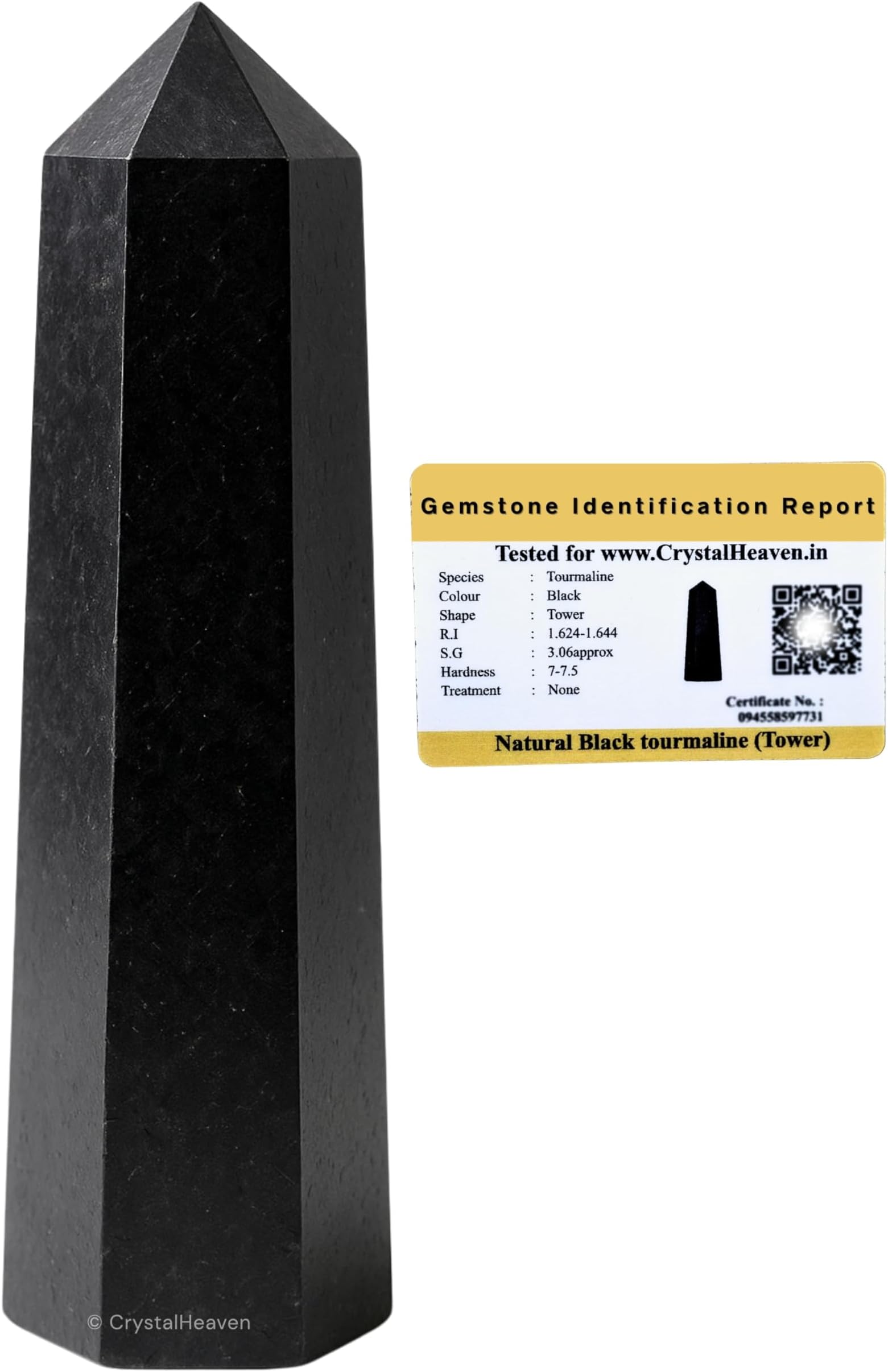 Certified Black Tourmaline Tower Obelisk Point For Chakra, Healing And Balancing - Aaa Grade Original Certified Gemstone Agate For Reiki Meditation Yoga Spiritual (2-3 Inches)