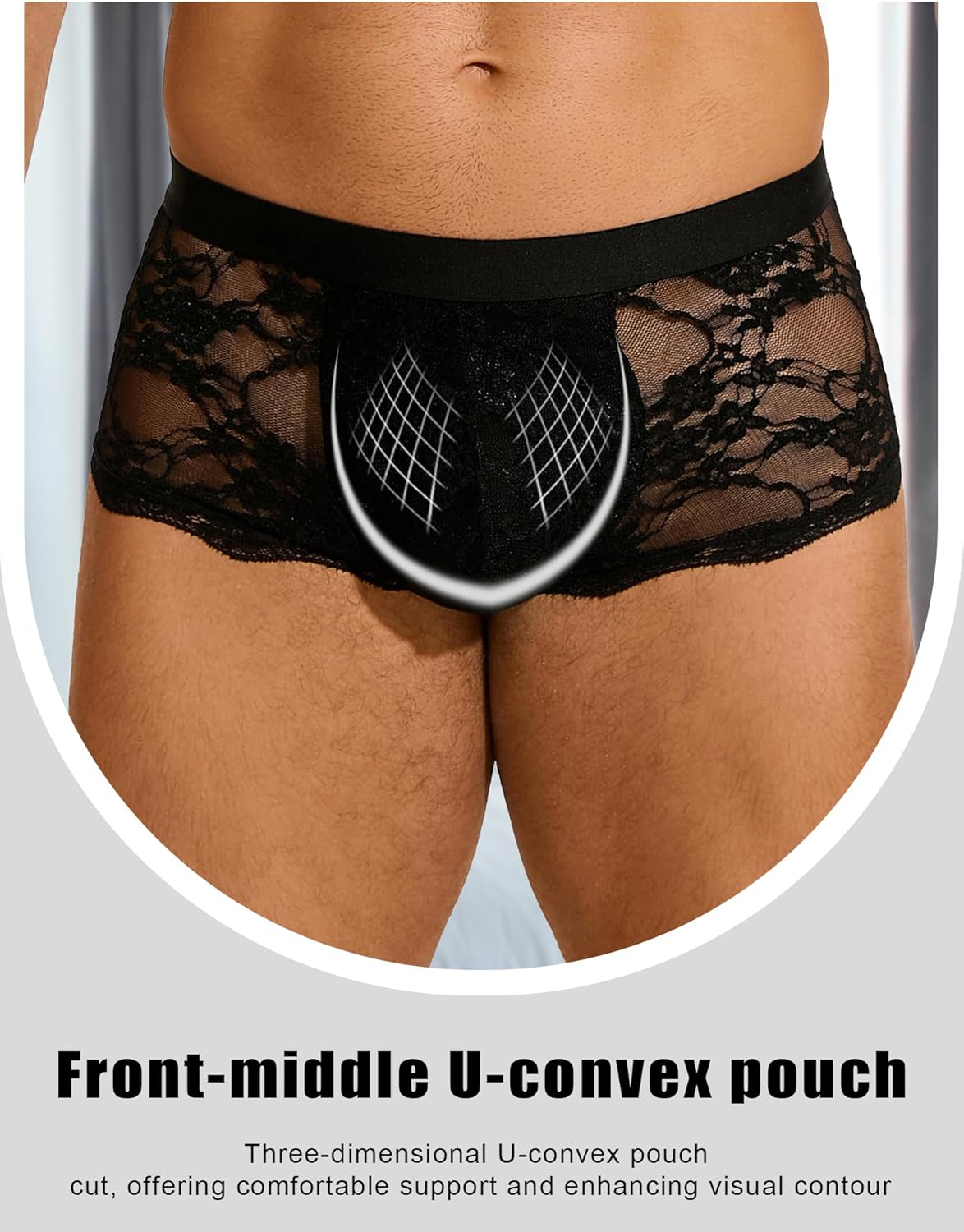 ohyeahlady Mens Lace Boxer Briefs - Soft Low Rise Bulge Pouch Trunks Underwear Sexy Panties Lingerie for Men - Image 4