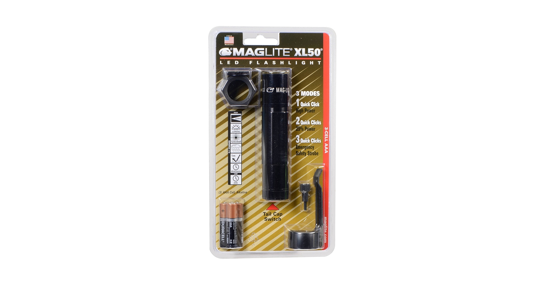 マグライト XL50 LED 3セル AAA フラッシュライト Maglite XL50 LED 3-Cell AAA Flashlight, Black - Basic