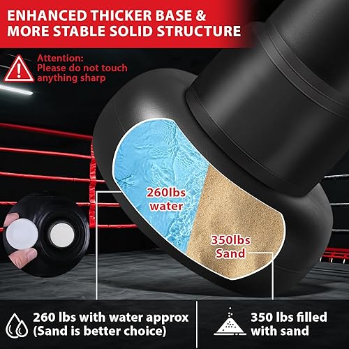 Miniatura 4 de Saco de boxeo independiente para adultos, bolsa de boxeo pesada de 70 pulgadas con guantes y bomba, bolsas de kickboxing para hombres y mujeres,