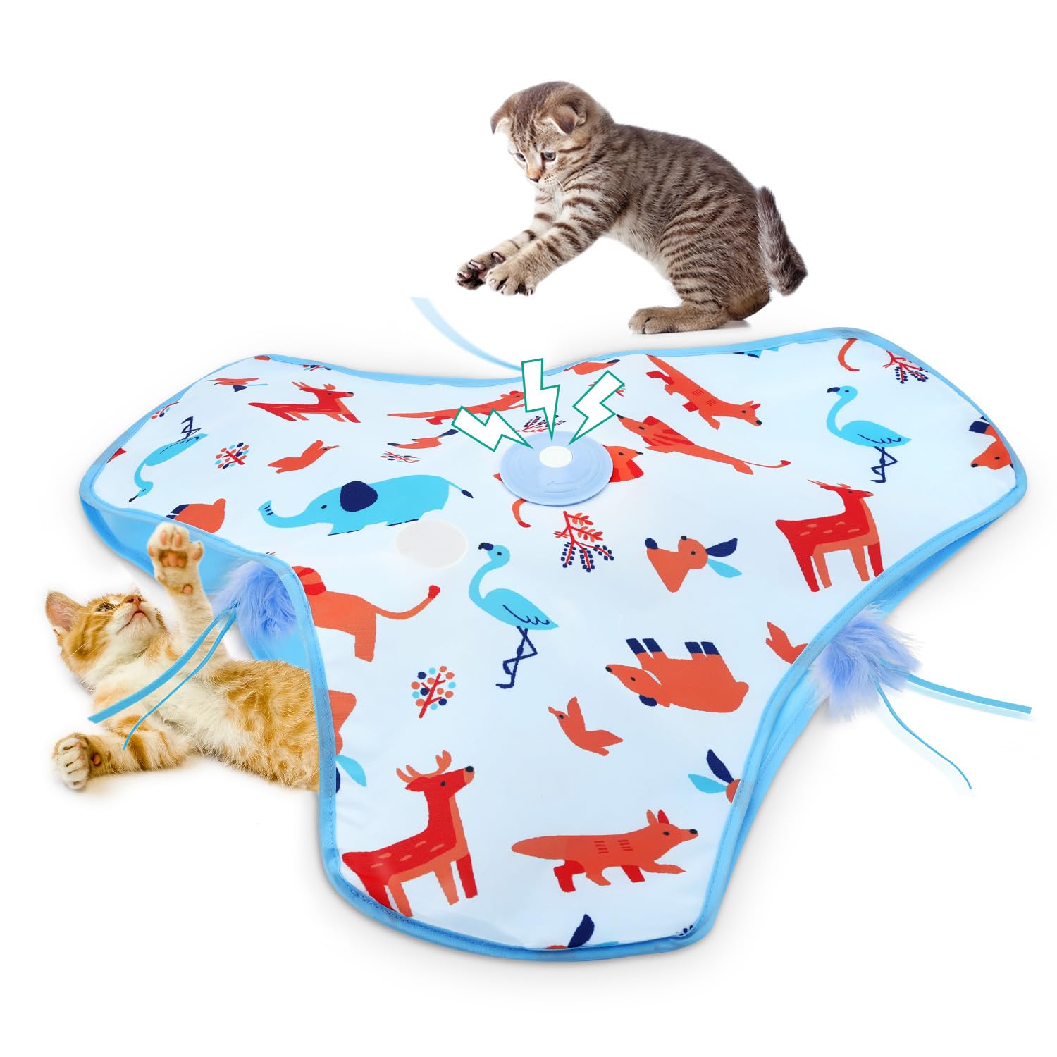 ORIA Giocattolo Interattivo per Gatti con Piume, 2 in 1 Giocattolo Elettrico per Nascondino e Ricerca con Suoni Realistici, Giocattolo per Gatti Ricaricabile di Tipo C