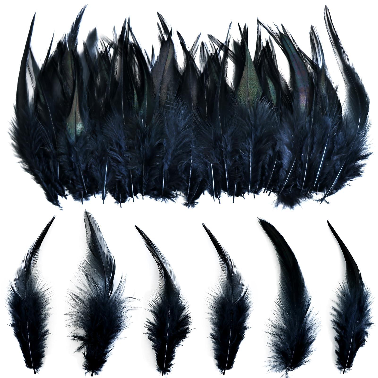 THARAHT Nero Gallo Sella Hackle Feathers Naturale Bulk 100pcs 5-7 pollice 12-17cm per DIY Dream Catcher Decorazione Piume