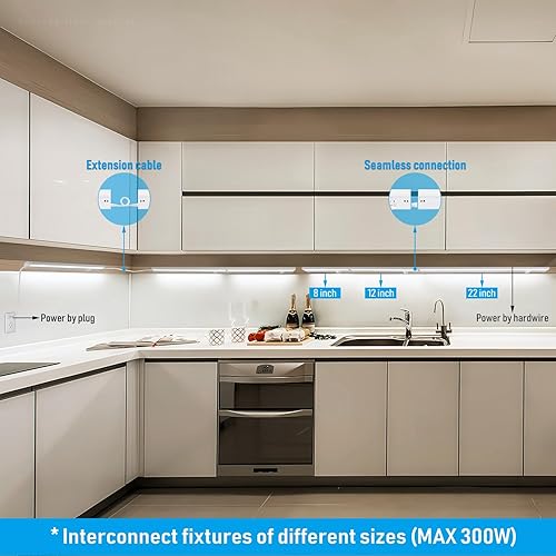 Miniatura 8 de TORCHSTAR Iluminación LED para debajo del gabinete 3CCT, 8 pulgadas, 6 W, 400 lm, cableado y enchufable, 3 colores seleccionables CRI90 120V ES ETL