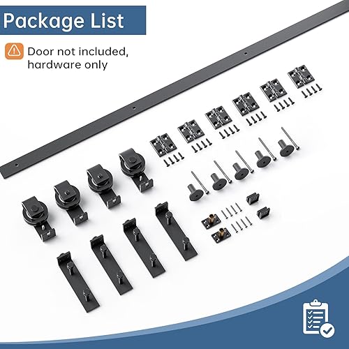 Miniatura 7 de EaseLife Kit de riel de puerta corrediza de granero plegable de 72 pulgadas para 4 puertas de armario, rodillo de montaje lateral, resistente, se