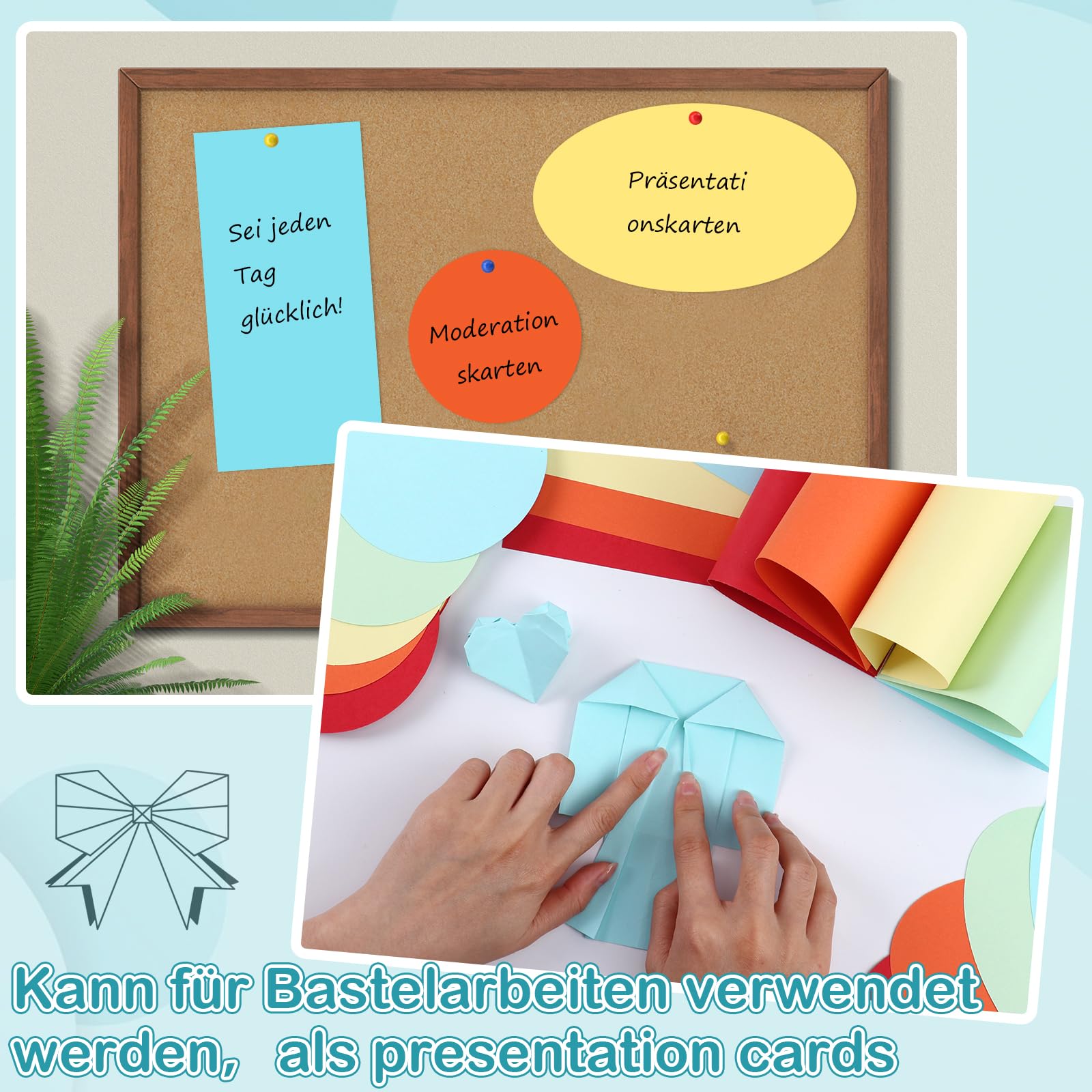 Moderationskarten Set 250 Stück Presentation Cards Rund Rechteckig Oval Präsentationskarten Bunt Moderationskoffer Flipchart-papier mit Dokumentenmappe A4 Lackmarker Stecknadeln Punktaufklebern