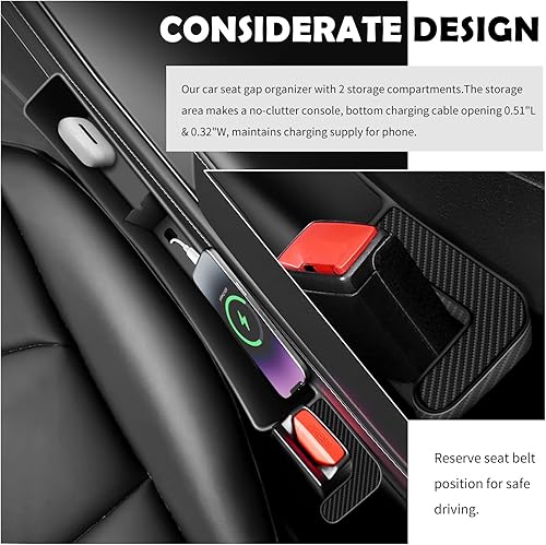 Miniatura 4 de 2 cajas organizadoras de espacio para asiento de automóvil, organizador de consola central de doble zona para almacenar teléfonos, llaves, tarjetas,