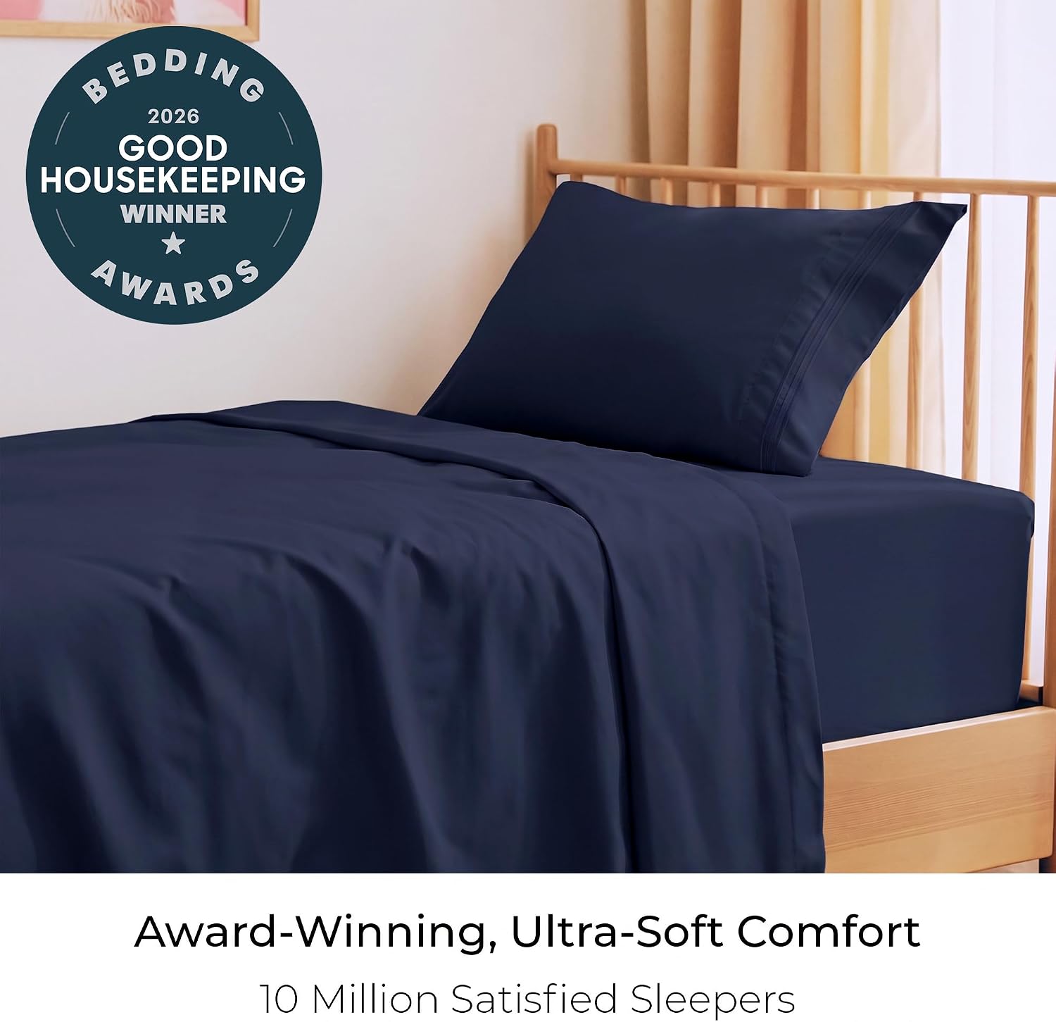 Mellanni Twin Sheets Set - 3 PC Iconic Collection Bedding - Hotel Luxury, Extra Soft, Cooling Bed Sheets - Wrinkle, Fade, Stain Resistant (Twin, Navy Blue) thumbnail