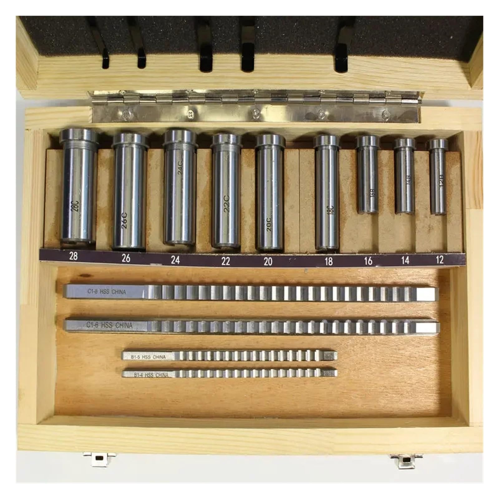 Juego de 18 Brocas para chaveteros de Acero rápido (HSS) de tamaño métrico para Herramientas industriales de Torno: B-4 mm, B-5 mm, C-6 mm, C-8 mm.
