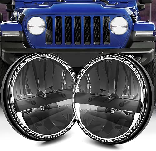 Miniatura 1 de BZkawo 2 faros delanteros LED redondos de 7 pulgadas, aprobados por DOT, color negro, haz alto y bajo, H6024 plug and play, compatible con Jeep