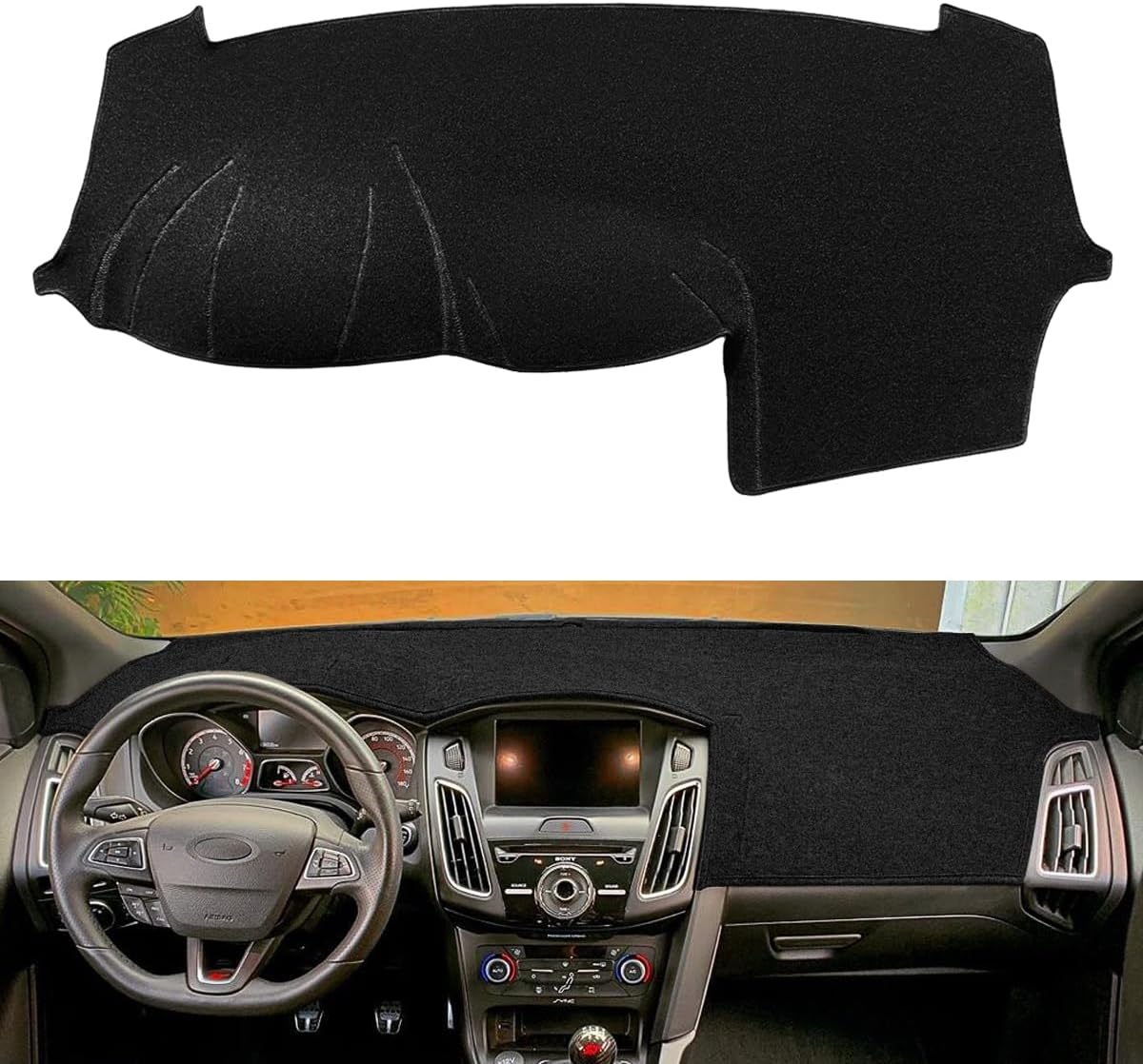Dash Cover Mat Custom Fit for Ford Focus 2012-2018, Dashboard Cover Pad Carpet Protector (Black) F153 Dash Cover Mat Custom Fit for Ford Focus 2012-2018, Dashboard Cover Pad Carpet Protector (Black) F153