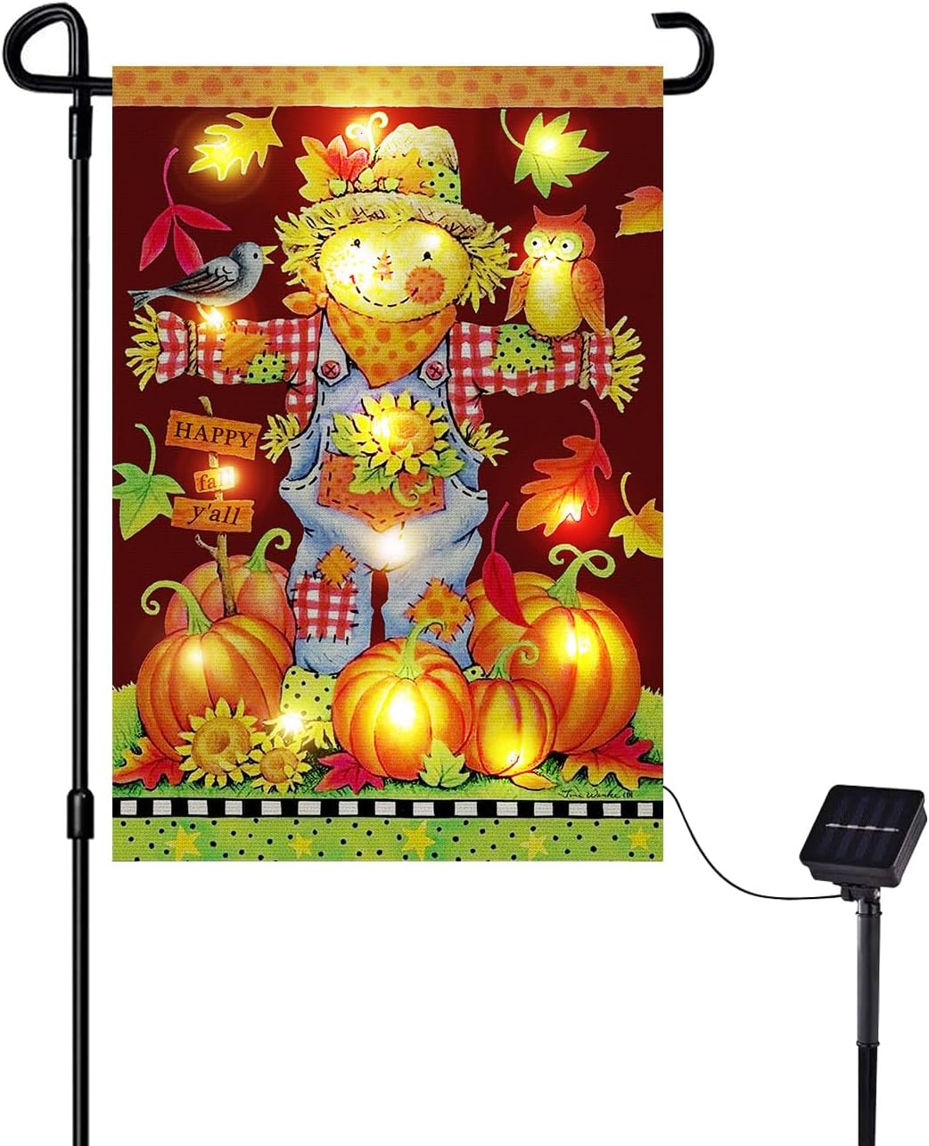 Happy Fall Garden Flags 8 Lighting Modes LED Fall Flags