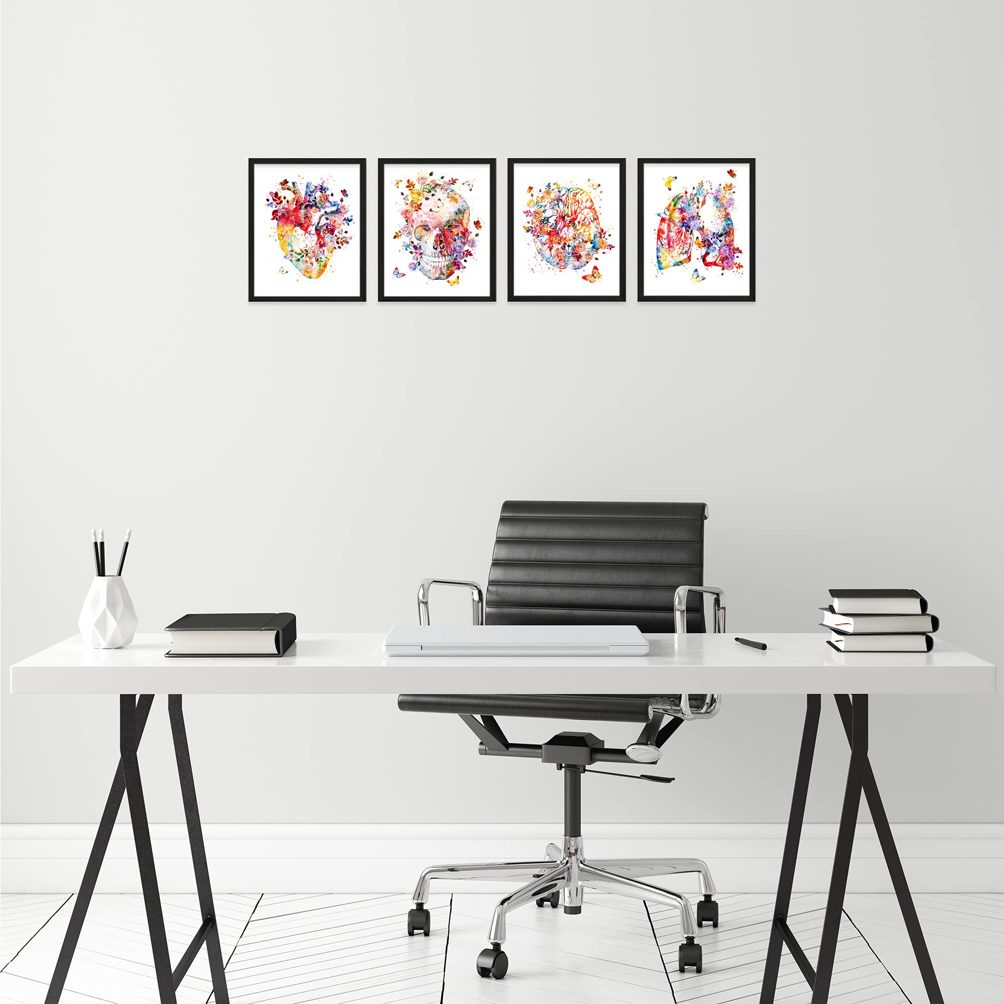 Watercolor Floral Anatomy Wall Art, Abstract Human Anatomy Prints - Set ...