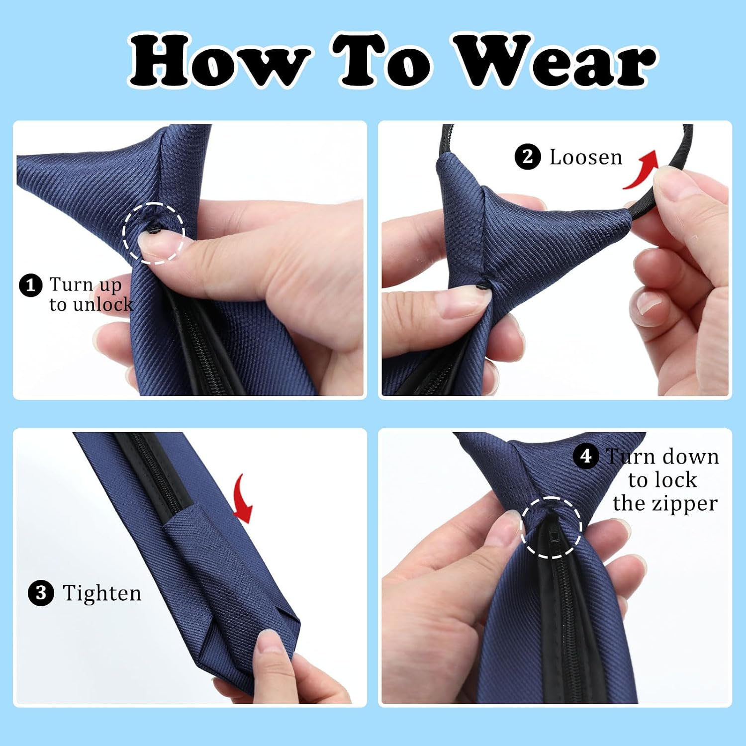 LJBFNN Boys Tie - Pre-tied Adjustable Zipper Tie for School/Graduation/Wedding/Casual