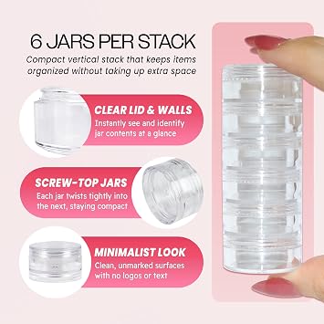 Beauticom 5G/5ML Stackable Round Transparent Plastic Jars for Make Up Powders, Pigments, Lotions, Creams, (600 Columns (3600 Pieces))