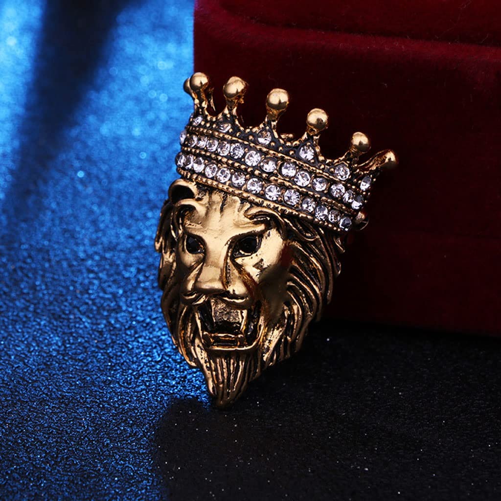 Moda zwierzęca 3-częściowy Retro lew męski garnitur w stylu punkowym marynarka korona prerii(Silver)