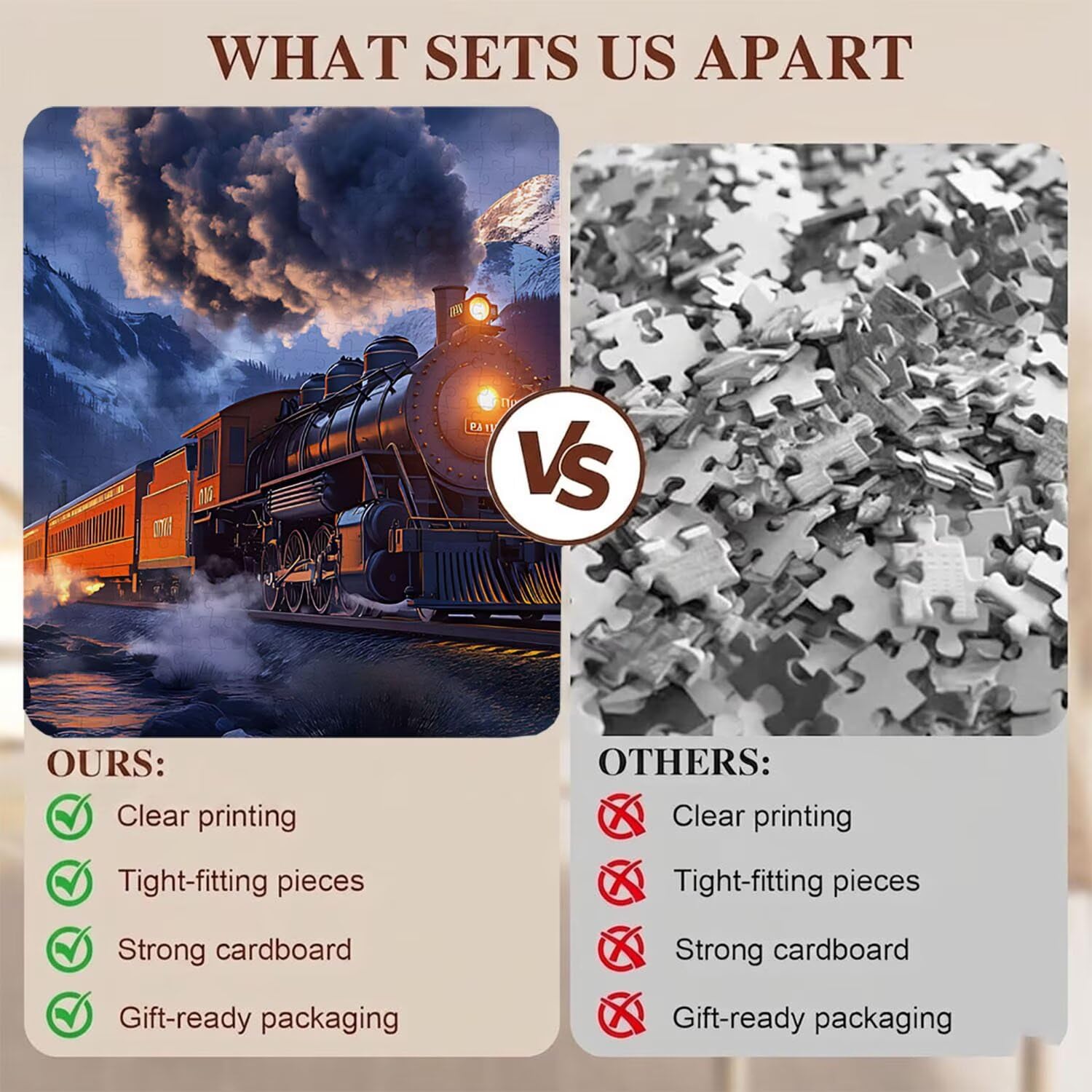 treno paesaggio Puzzle 1000 Pezzi per Adulti, Puzzle in Legno - Collezione Classica con Poster Incluso -Sfida di Concentrazione e Passatempo Antistress, Gioco Educativo per Famiglia, 75 x 50 cm f0-625