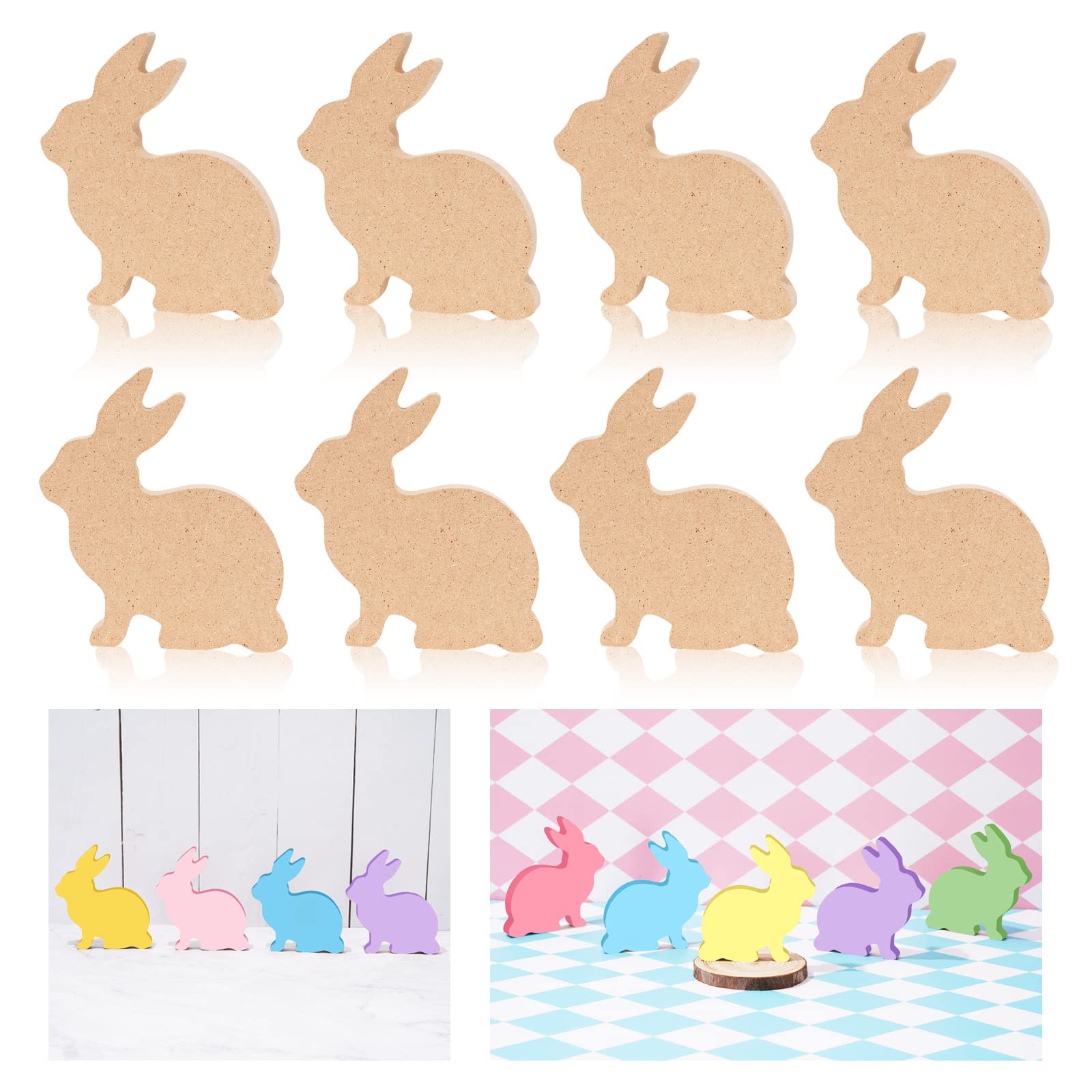 Whaline 10Pcs Easter Wooden Bunny Cutouts Unfinished Bunny Table Wooden ...