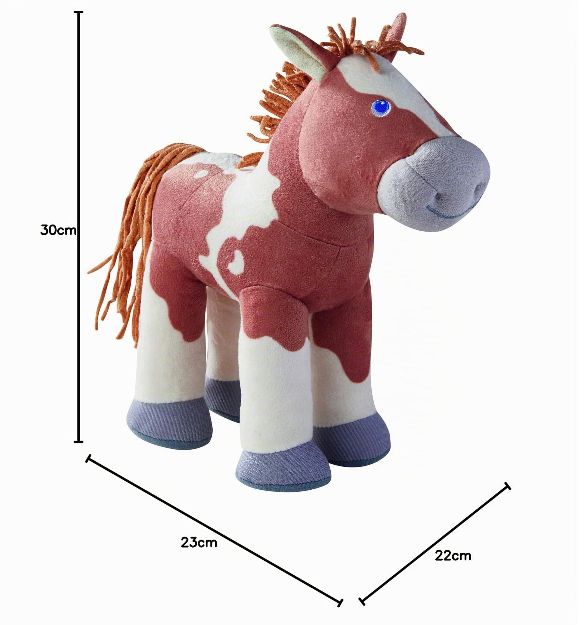 HABA 305465 - Fohlen Luna, Kuscheltier-Pferd und Puppenzubehör für HABA Stoffpuppen, 25 cm, Spielzeug ab 18 Monaten