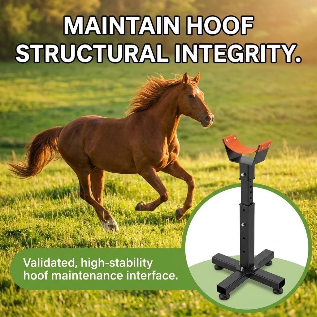 Heavy-Duty Farrier Stand Hoof Stand for Horses Stable Cross Base | Premium Reinforced Steel, Adjustable 21 to 29 Inches Height, Cross Base, Dedicated to Equine Barefoot Trimming Handlers