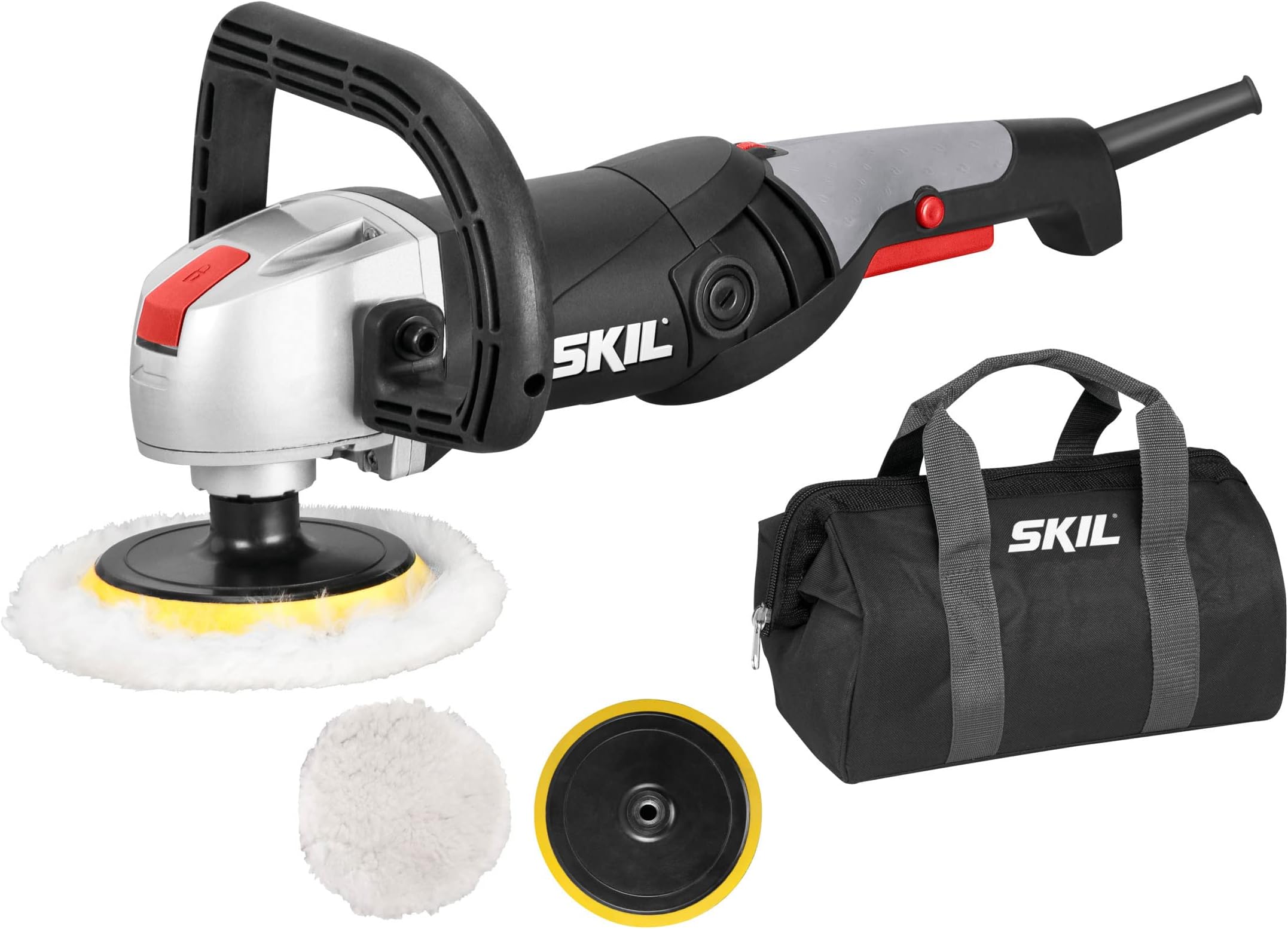 Skil 9955MA Professional variable speed car polisher sander and buffer with 125 mm and 180 mm pad in bag (1300W, 600 - 3.600 min-1, soft start, accessories: 2 bonnets)