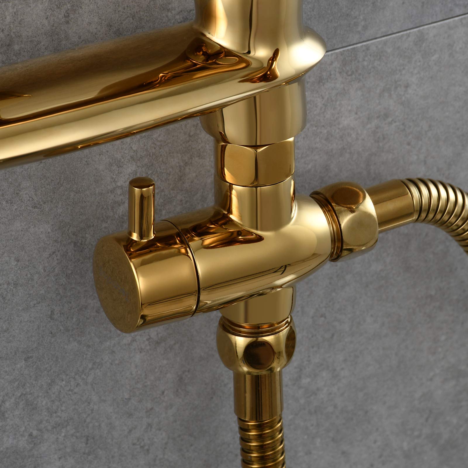 Tecmolog DSF012J Robinet de douche 3 voies 1/2" laiton vanne d'arrêt de douche adaptateur T pour douchette à main Titangold