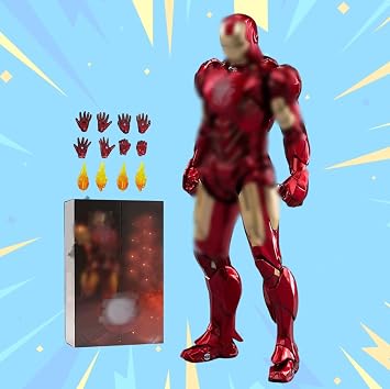 LonullyMege 7 Inch MK4Ironman Action Figure All Joints Movable Metal Painting Toys|10th Anniversary Collectible Gift with Lots of Accessories