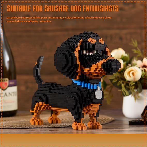 Dachshund Dog Mini Micro Building Set,2100PCS Animals Toy 14+(Challenging)
