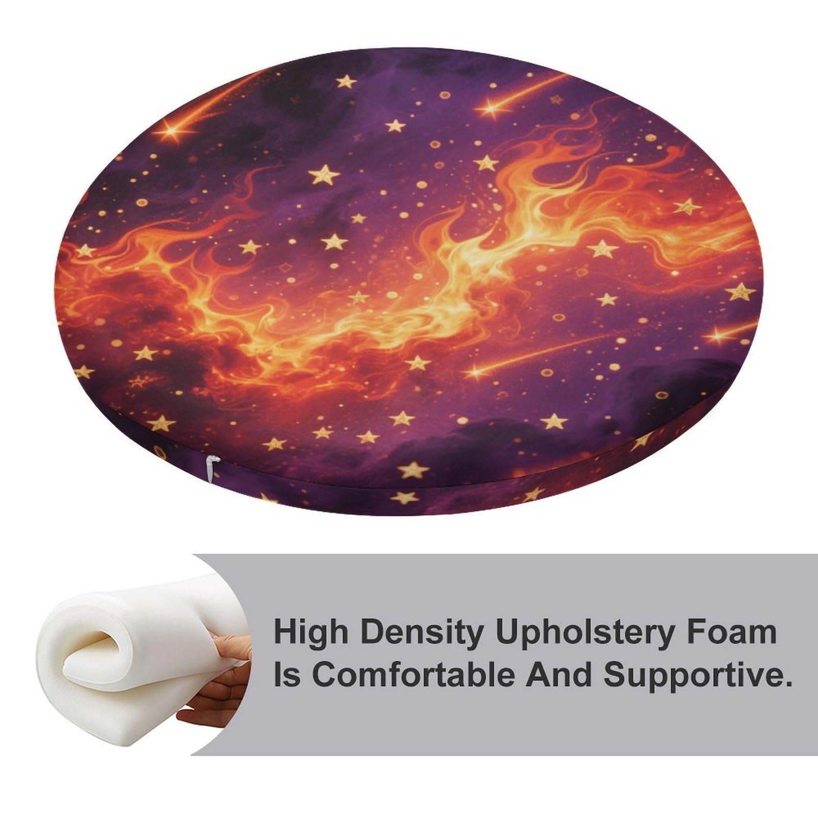 Flame Nebula okrągła poduszka, z dodatkiem pianki z pamięcią kształtu, poduszka na krzesło, pokrowiec poliestrowy z zamkiem błyskawicznym, poduszka do siedzenia na łóżko, sofę, krzesło biurowe
