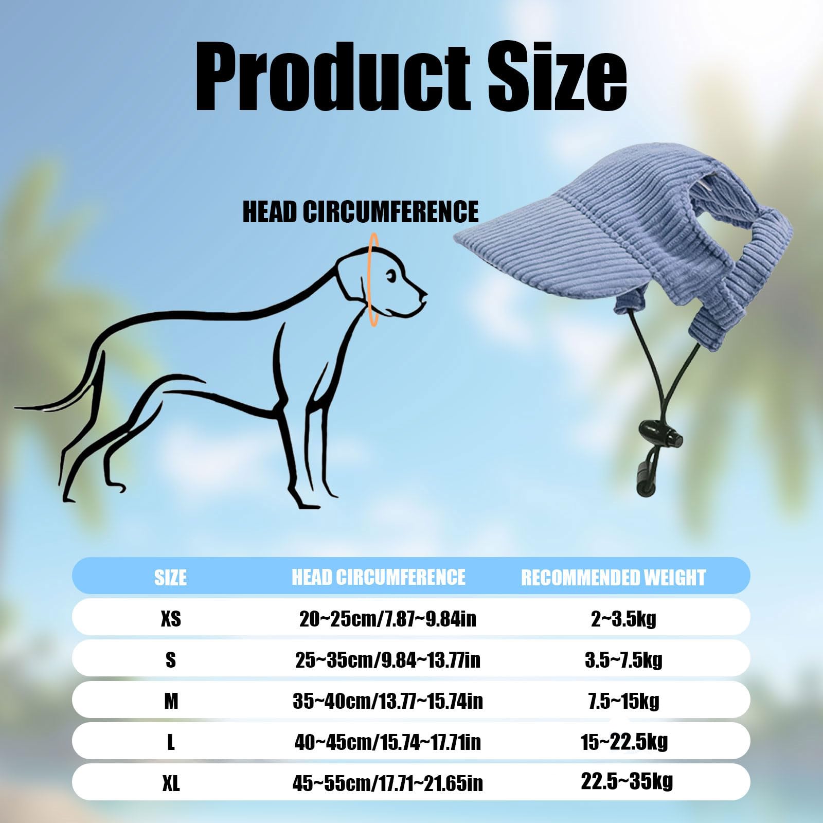 Dog Sun Hats, Adjustable Summer Sun Protection Hat, Small Medium Large Dog Baseball Cap with Ear Holes, Pet Visor Cap for Puppies Cats - Image 2