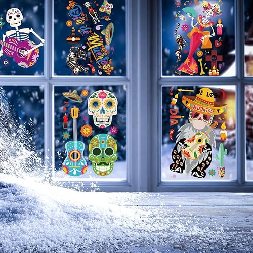 Miniatura 6 de Adhesivos de Halloween para ventana de niños, decoración de guitarra, decoración de pared, decoración de guitarra, decoración de pared, decoración