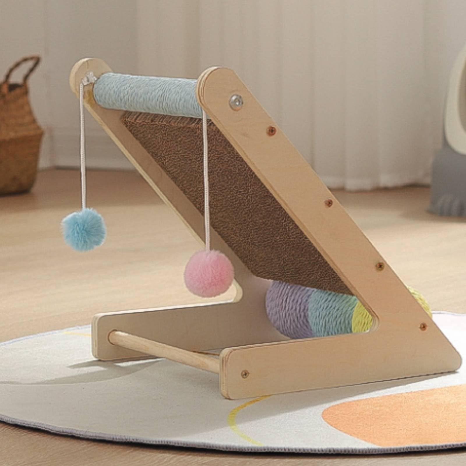 Griffoir Chat Carton Ondulé Ergonomic avec Boules Sisal et Jouet Tissu pour Chat Prévention Obésité et Digestion Saine