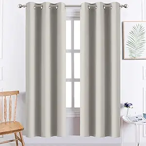 Yakamok 72 Inch Long Room Darkening Thermal Insulated with Grommet Window Curtain for Bedroom, 38Wx72L inch, Light Beige, 2 Panels