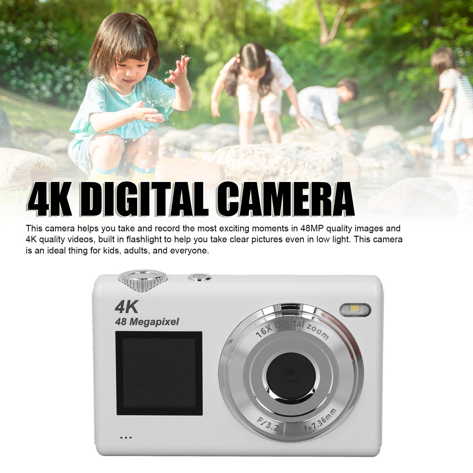Digitale camera 1080P FHD compacte digitale camera 44MP draagbare mini kleine fotocamera met 2,4 inch LCD-scherm, 16x digitale zoom en 1 batterij vlogging-camera voor kinderen, meisjes, jongens-roze