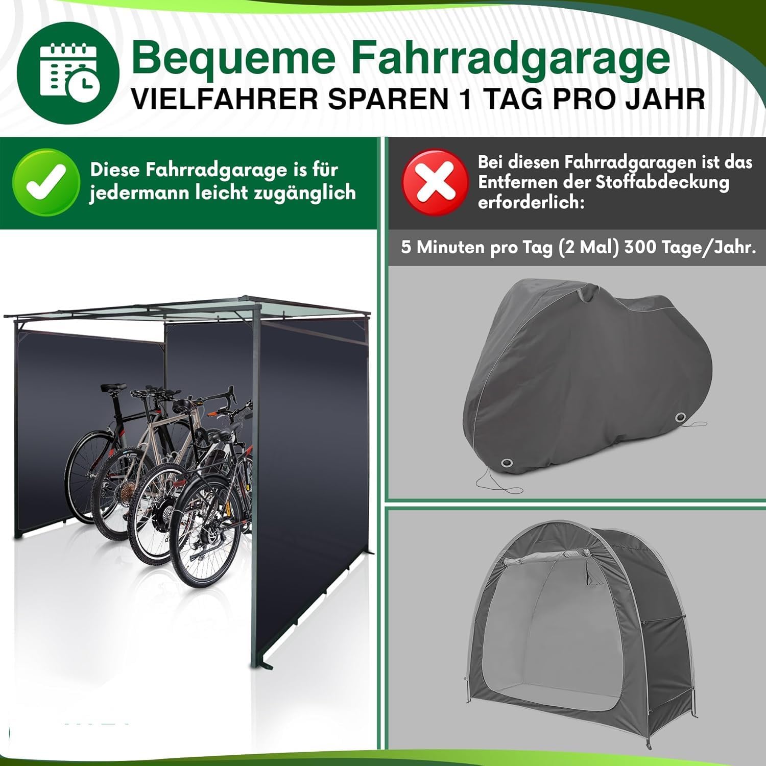 WIELS® Fahrradgarage 4 Fahrräder - Fahrradunterstand 190x188x190cm - Metall Fahrradschuppen - Zeltgarage - Fahrradbox - Bicycle Parking