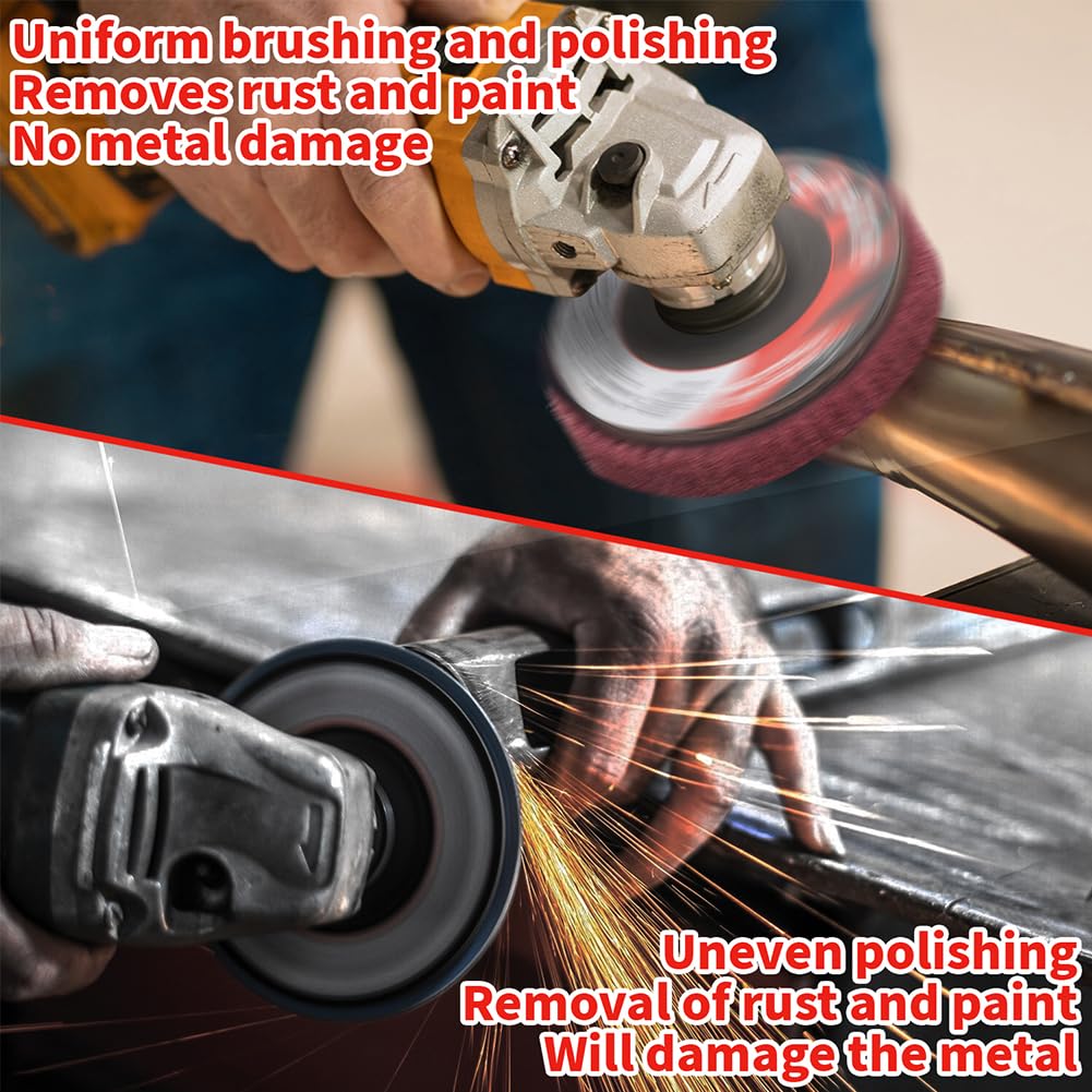 SI FANG 10 discos abrasivos de vellón abrasivo de 125 x 22,2 mm, disco de pulido de fibra de nailon, disco de limpieza grueso, disco de limpieza, almohadilla de acero y metal para amoladora angular