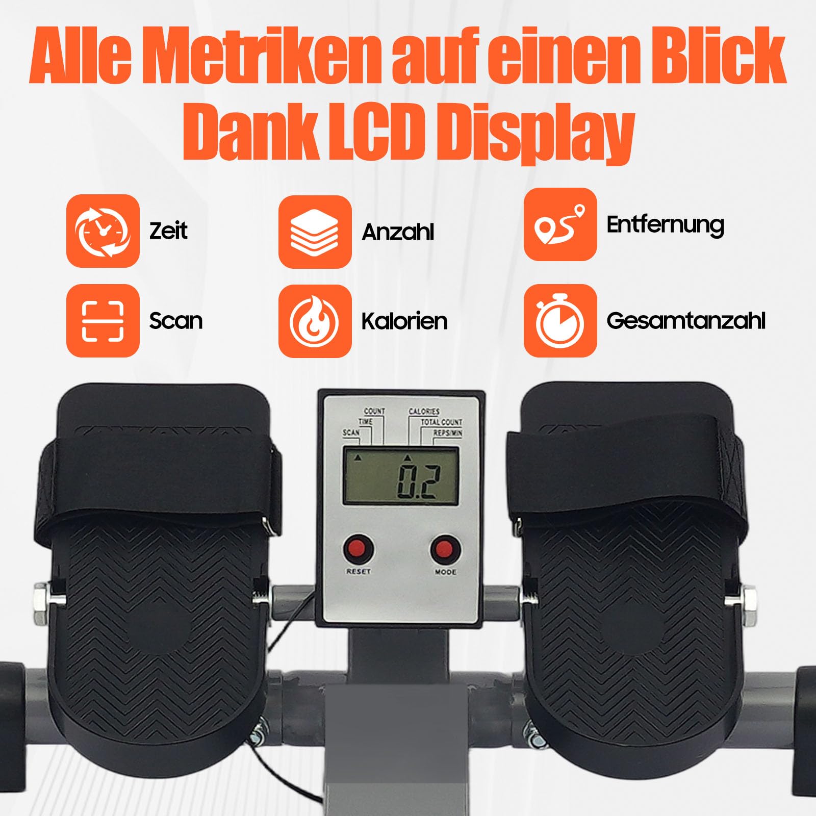 Rudergerät für Zuhause, Hydraulisches Fitness-Rudergerät mit Einstellbarer Widerstand und LCD-Display, Rudermaschine Trainingsgerät für das Ganzkörpertraining, 110×61×21 cm